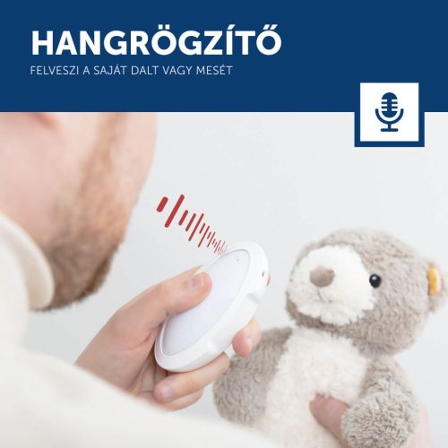ZAZU Bruno babanyugtató plüssmackó éjjeli fénnyel, fehér zajjal és hangrögzítővel